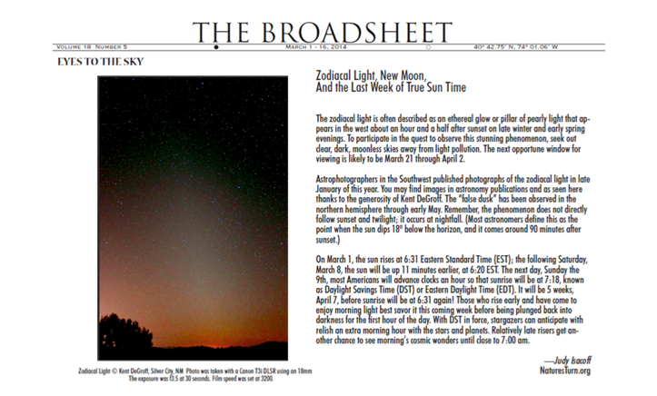 Eyes to the sky in The Broadsheet