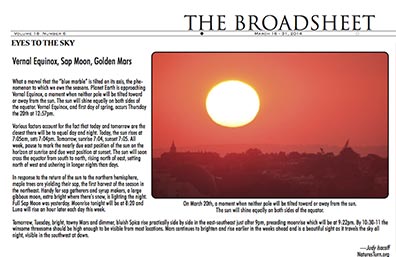 Eyes to the sky in The Broadsheet